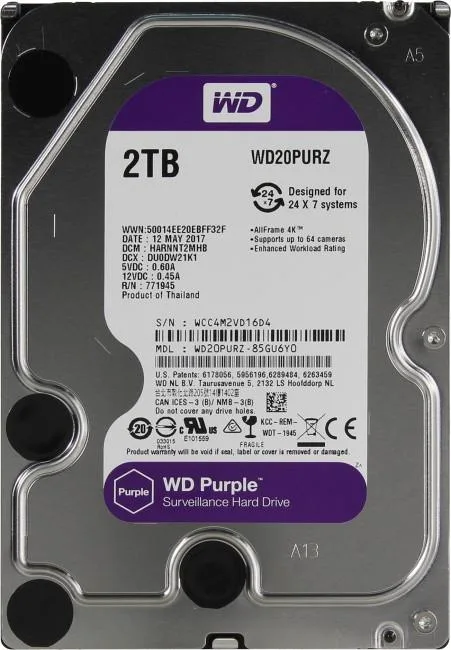 Western Digital WD Purple 2TB 3.5" SATA Surveillance Internal Hard Drive