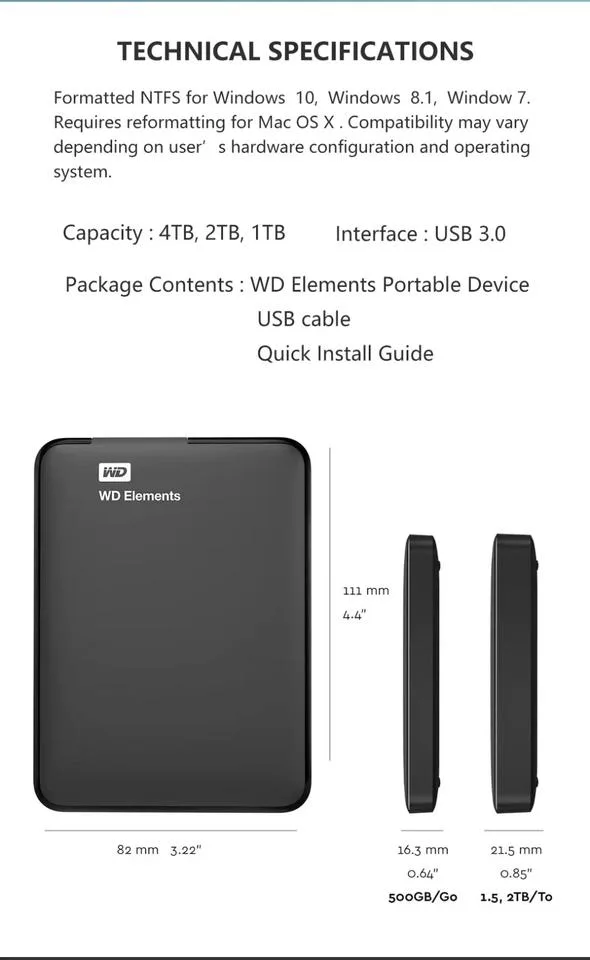 WD Elements Portable 4TB External Hard Drive