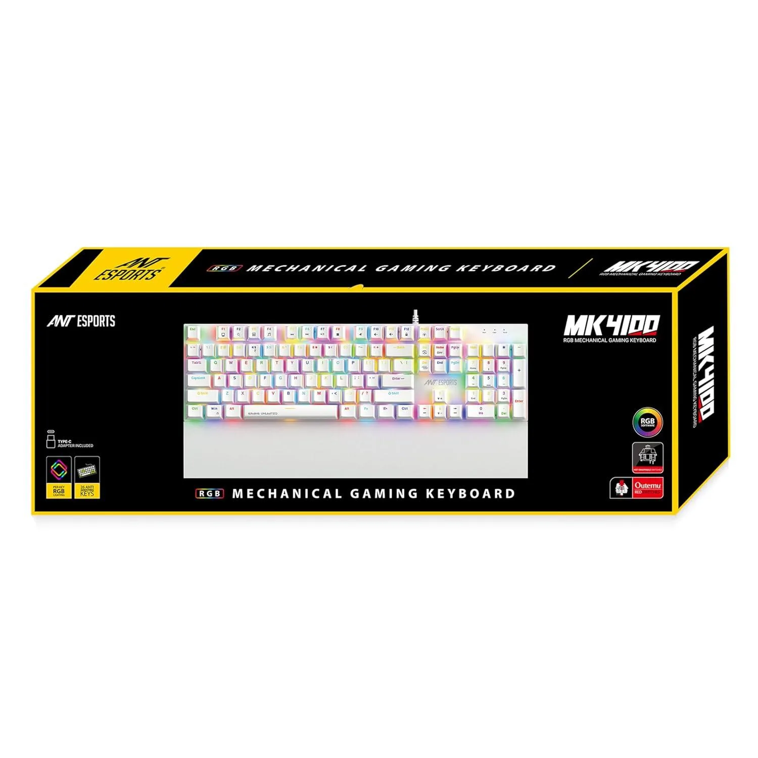 Ant Esports MK4100 RGB Mechanical Wired Gaming Keyboard White