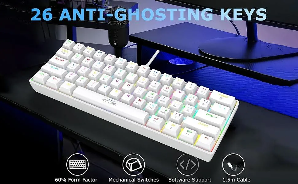 Ant Esports MK1300 V2 Mechanical Wired Gaming Keyboard White