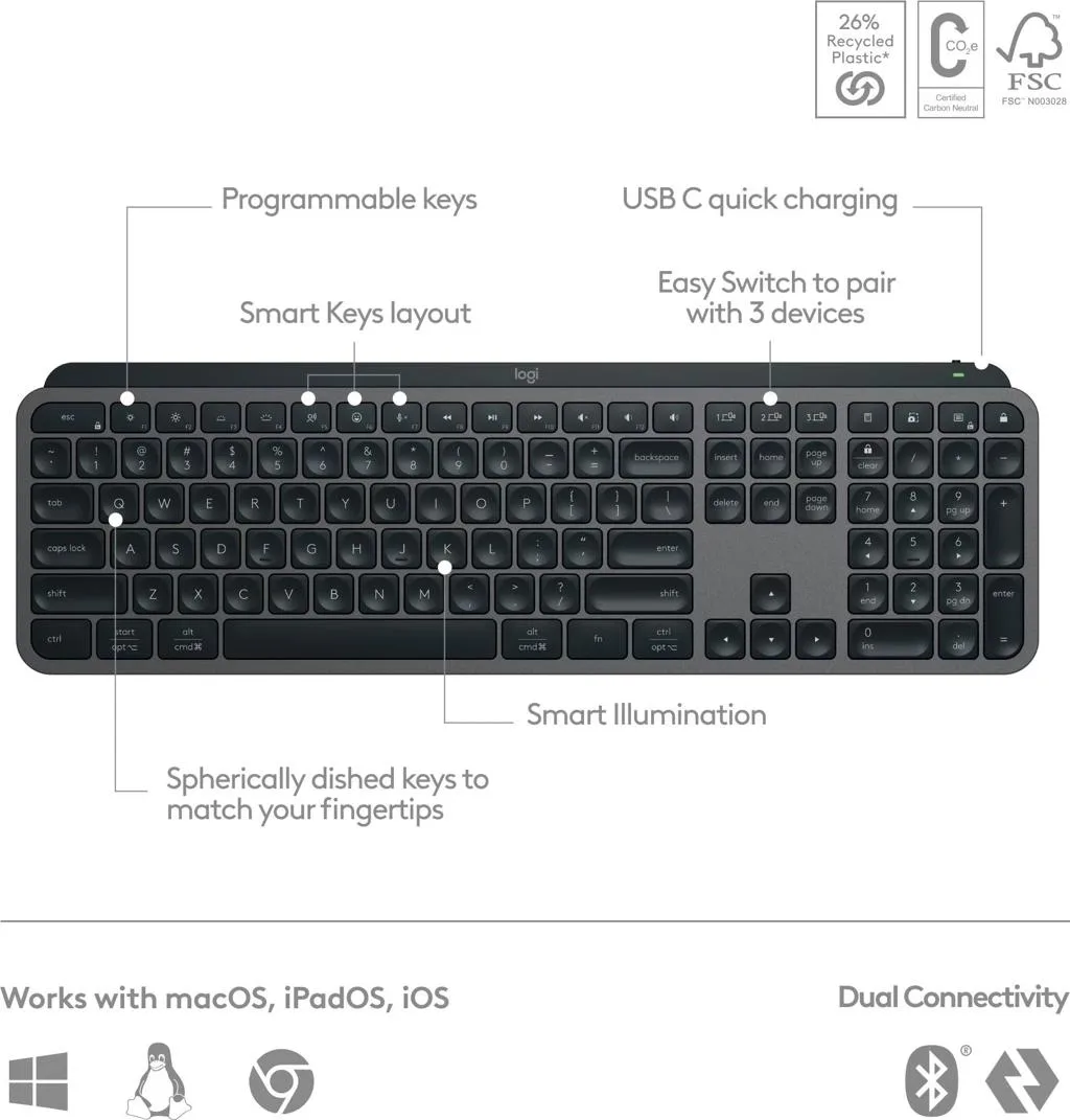 Logitech MX Keys S Advanced Wireless Illuminated Keyboard