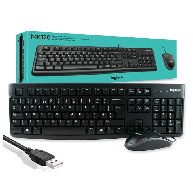 Logitech MK120 Corded Keyboard and Mouse Combo